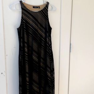 Black and Tan Knit Stretch Maxi Tank Dress